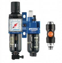 ALTO 1 - 2-piece-set - Filter-Regulator-Lubricator (gauge included) with wall bracket and prevoS1 safety quick release coupler