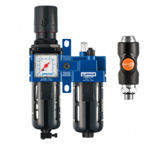 ALTO 2 - 2-piece-set - Filter-Regulator-Lubricator (gauge included) with wall bracket and prevoS1 safety quick release coupler