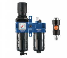 ALTO 3 - 2-piece-set - Filter-Regulator-Lubricator (gauge included) with wall bracket and prevoS1 safety quick release coupler