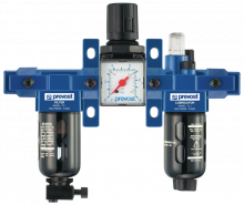 ALTO 1 - 3-piece-set - Filter-Regulator-Lubricator (gauge included) with wall bracket and quick connections