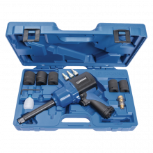 Composite air impact wrench with extended anvil - Reinforced twin hammer - In case