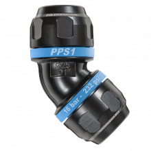 PPS1 4C - 45° aluminium equal female elbow fitting